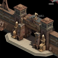 古埃及风格城门 城墙场景3D建筑模型
