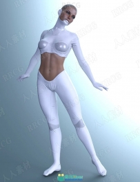 时尚未来派科幻女性金身分体服饰套装3D模型合集