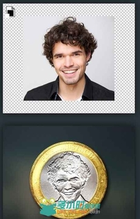 人物肖像硬币特效PSD模板Face_Coin_Mockup