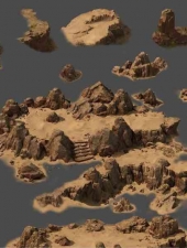 沙漠山石场景与地表游戏psd素材